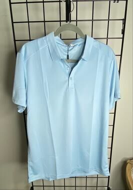 NWT, Pinspark Polo Shirt, Work-Active Wear Quick Dry, Light Baby Blue, Medium